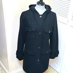 Old Navy Black Hooded Pea Coat